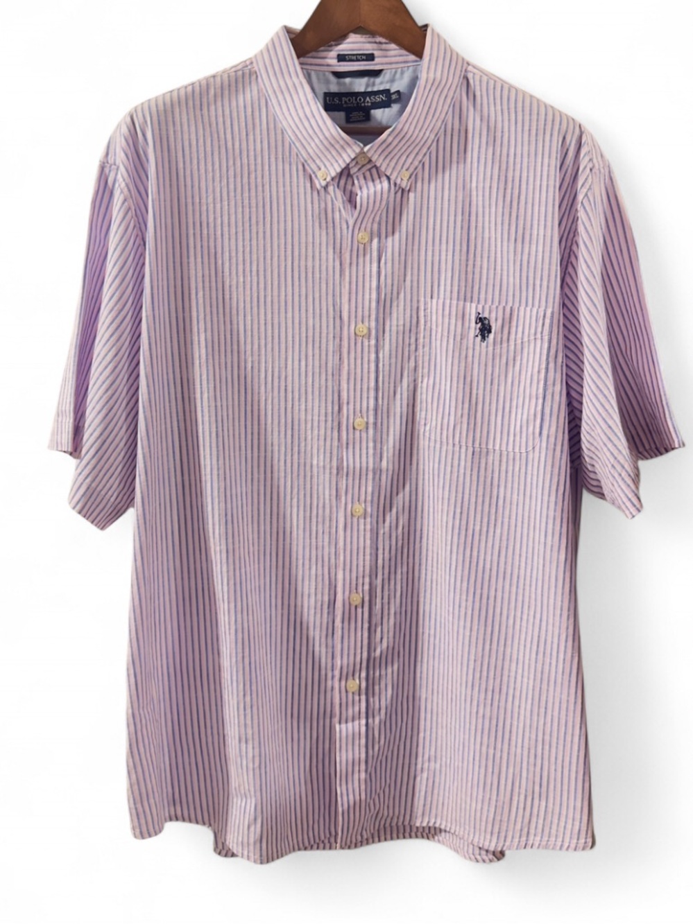 Pinstripes Short-Sleeve Button-Down Shirt Size Men’s 3XL (NWT)